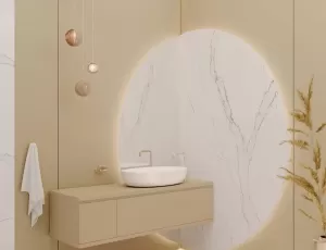 Okładzina ścienna i blat  z konglomeratu Technistone