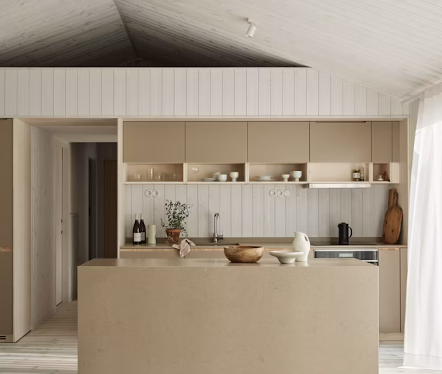 beżowe blaty z konglomeratu Silestone