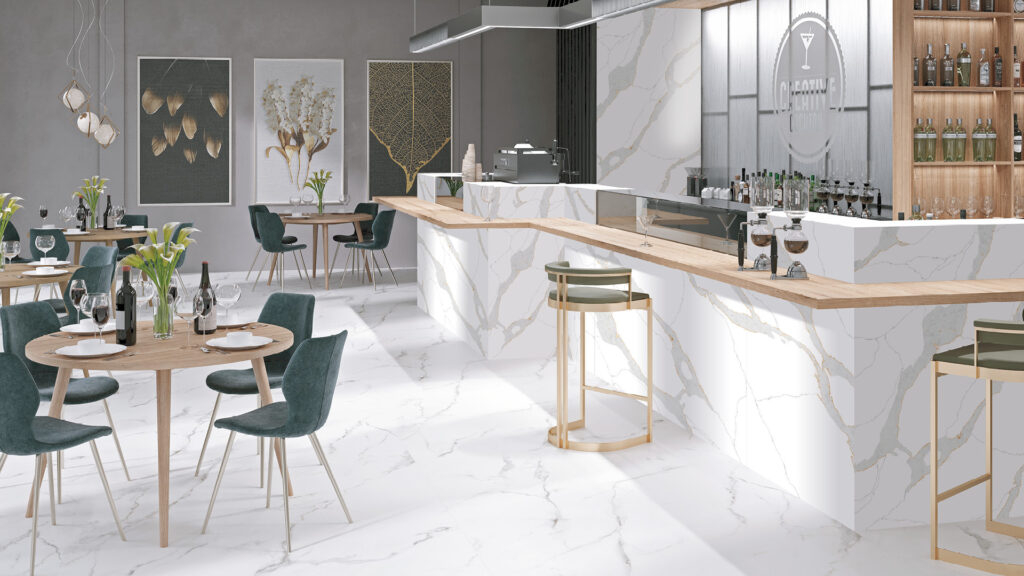 Blat kuchenny z konglomeratu Calacatta Versailles (Kod produktu: 8800H) / Merkam