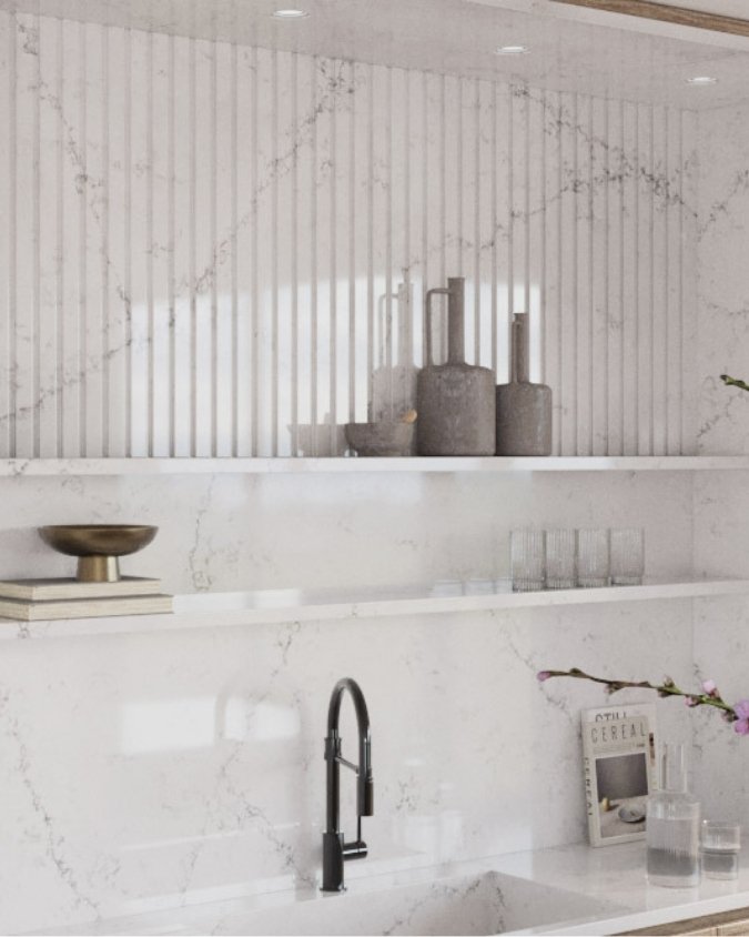 Blat kuchenny z konglomeratu Siquartz Bianco Venato