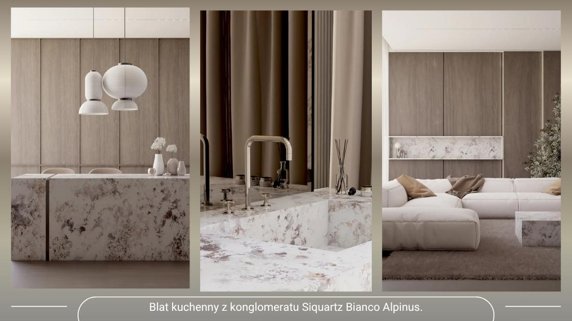 Blat kuchenny z konglomeratu Siquartz Bianco Alpinus