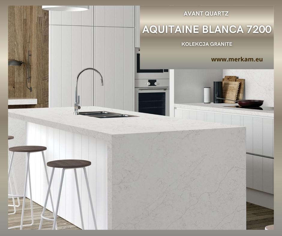 Blat kuchenny z konglomeratu Avant Quartz Aquitaine Blanca