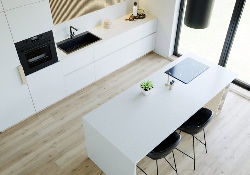 biały blat kuchenny blat-kuchenny - konglomerat-kwarcowy-kwarcogranit-Starlight White Technistone / Merkam
