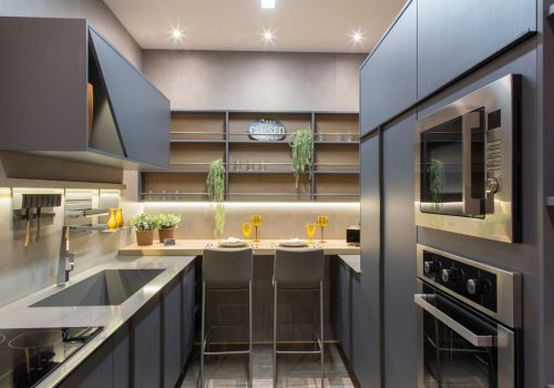 blat kuchenny z konglomeratu kwarcowego _kwarcogranitu Gobi Grey Technistone lodz / Merkam