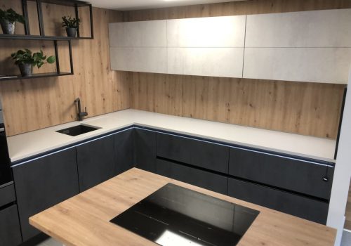 szary blat kuchenny z konglomeratu kwarcowego, kwarcogranitu Noble Pro Frost Technistone / Merkam
